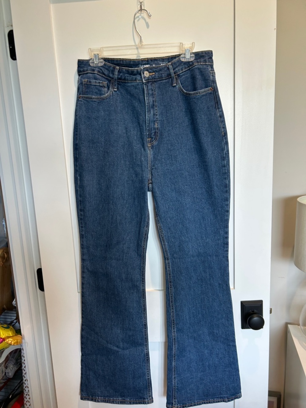 Old Navy Higher High-Rise Flare Secret Smooth Pocket Women's Jeans in Dark Blue
